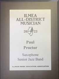 2023 JAZZ  All District Musician's Award Plaque
