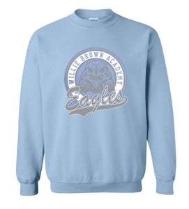 Willie Brown Sweatshirt: Light Blue with the White and Grey Eagles Logo!