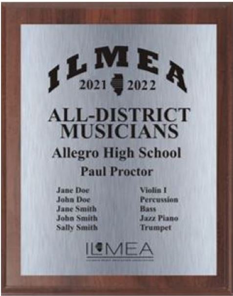 2023-2024 ILMEA ALL DISTRICT DIRECTOR'S Award Custom PLAQUE